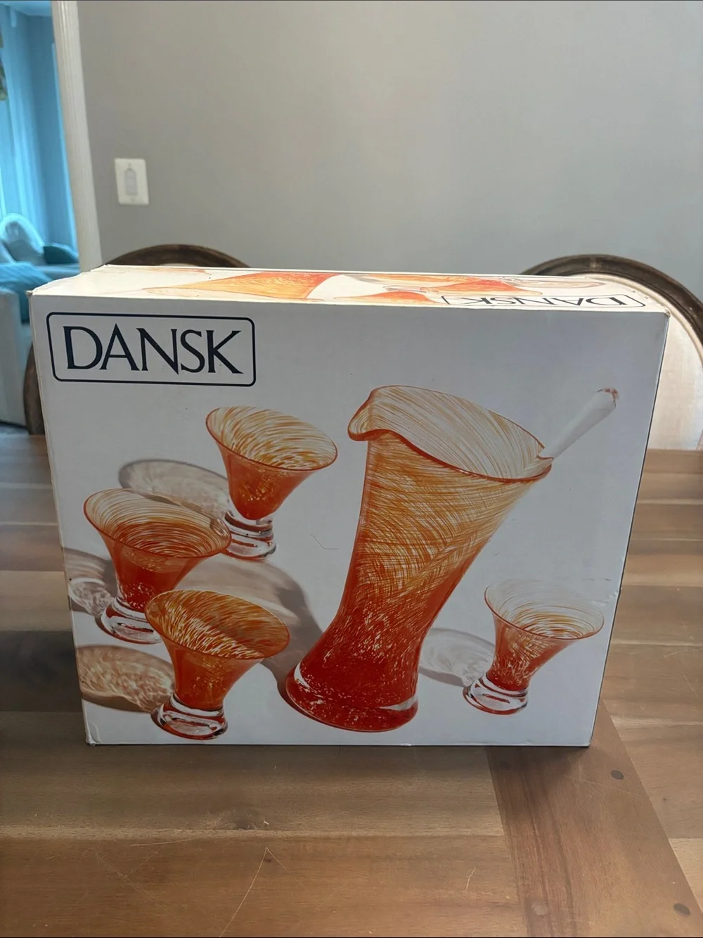 Dansk Swirl Glass Pitcher and Matching Tumblers Set
